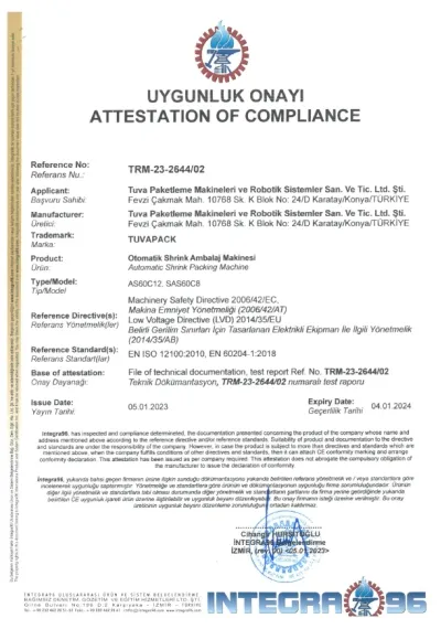 TRM-23-2644-02 Otomatik Shrink Ambalaj Makinası